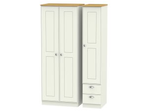 Welcome Furniture Victoria Tall Triple Plain + Drawer Wardrobe
