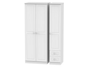 Welcome Furniture Warwick Tall Triple Plain + Drawer Wardrobe