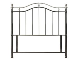 4ft Small Double Bentley Designs Chloe Headboard in Black and Shiny Nickel