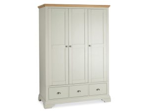 Bentley Designs Hampstead Triple Wardrobe in Soft Grey and Pale Oak