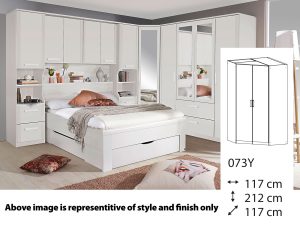 Rauch Rivera Hinged 2 Door Corner Wardrobe + Cornice 117cm x 117cm x 212cm - 073Y