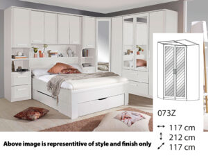 Rauch Rivera Hinged 2 Mirror Door Corner Wardrobe + Cornice 117cm x 117cm x 212cm - 073Z