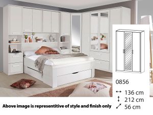 Rauch Rivera Hinged 3 Door 1 mirror Wardrobe + Cornice 136cm x 212cm - 0856