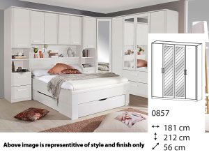 Rauch Rivera Hinged 4 Door (2 x Mirror Doors) Wardrobe + Cornice 181cm x 212cm - 0857