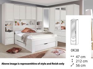 Rauch Rivera Hinged (Left) 1 Mirror Door Wardrobe + Cornice 47cm x 212cm - 0K38