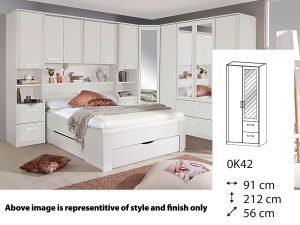 Rauch Rivera Hinged 2 Door Wardrobe (1x Mirror door - Right) 2 Drawers + Cornice 91cm x 212cm - 0K42