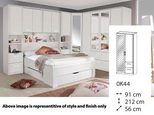 Rauch Rivera Hinged 2 Door Wardrobe (1x Full Length Mirror door) 2 Drawers + Cornice 91cm x 212cm - 0K44