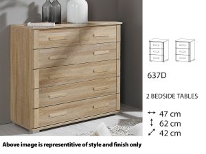 Rauch Rivera FLATPACKED Bedside Cabinet - Three Drawer - ART637D Pair