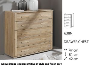 Rauch Rivera FLATPACKED Bedside Cabinet - Five Drawer - 686E