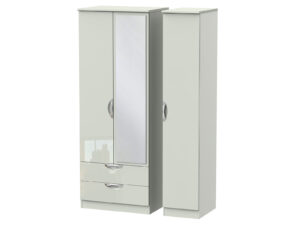 Welcome Furniture Camden Tall Triple 2 Drawer Mirror Wardrobe