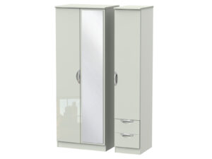 Welcome Furniture Camden Tall Triple Mirror + Drawer Wardrobe