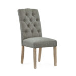 G8495 SALCOMBE GREY BUTTON BACK UPHOLSTERED CHAIR KD WHITE WASH LEG