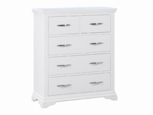 Furniture Mill Lipari 5 Drawer Tall Chest in White
