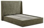 Kyoto Denver Multi Lift Ottoman Bed in Olive Herringbone Chenille Fabric 2