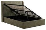 Kyoto Denver Multi Lift Ottoman Bed in Olive Herringbone Chenille Fabric 3