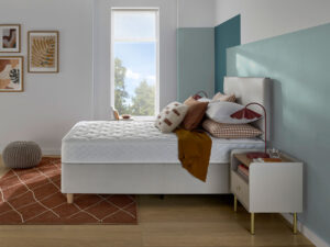 Silentnight Miracoil Quilted Mattress Lifestyle Roomset side angle